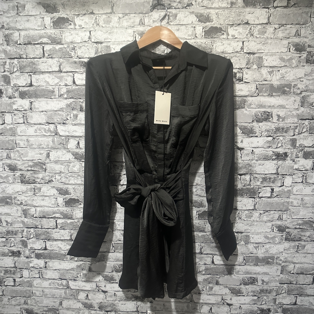 NWT Miou Muse Black Long Sleeve Dress Size Medium